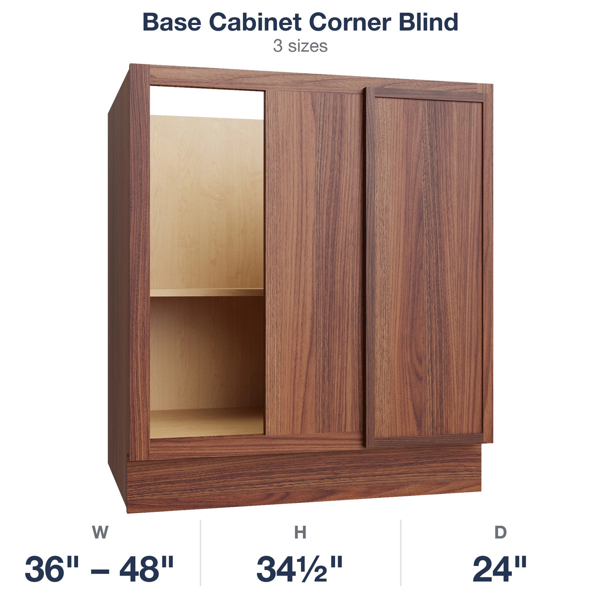 Devon-Walnut Base Cabinet Corner Blind