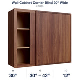 Devon-Walnut Wall Cabinet Corner Blind 30" Wide