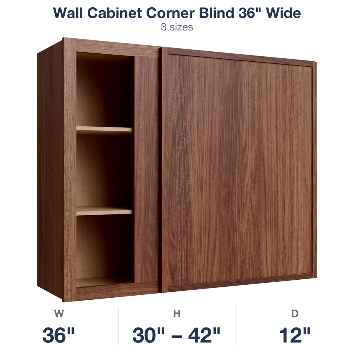 Devon-Walnut Wall Cabinet Corner Blind 36" Wide