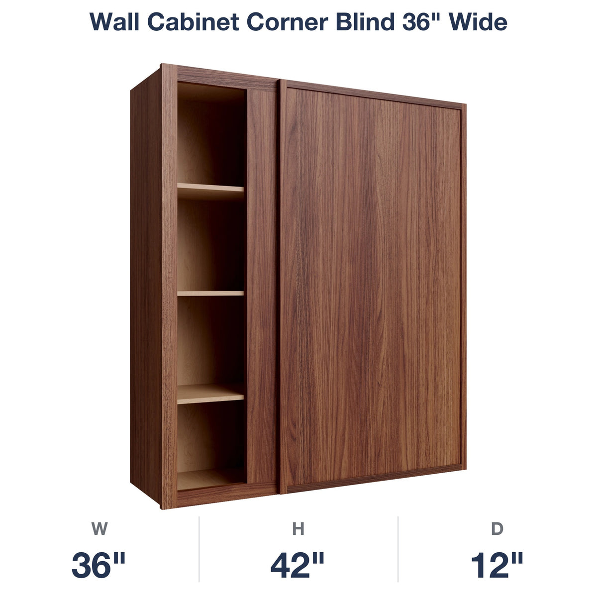 Devon-Walnut Wall Cabinet Corner Blind 36" Wide