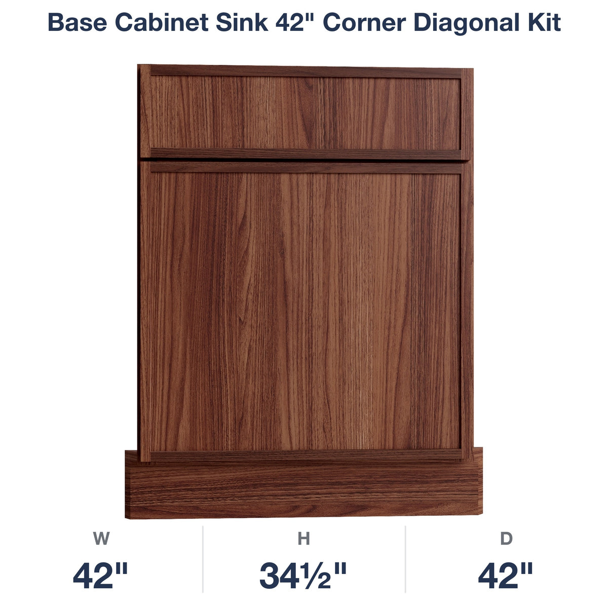 Devon-Walnut Base Cabinet Sink 42" Corner Diagonal  Kit