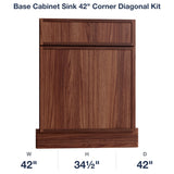 Devon-Walnut Base Cabinet Sink 42" Corner Diagonal  Kit