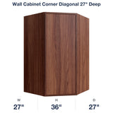 Devon-Walnut Wall Cabinet Corner Diagonal 27" Deep