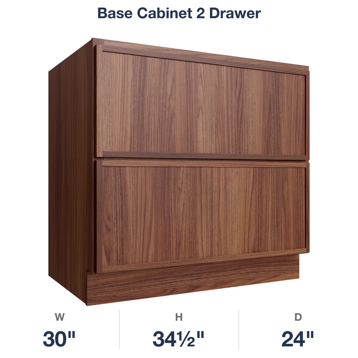 Devon-Walnut Base Cabinet 2 Drawer