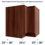 Devon-Walnut Base Cabinet Corner Easy Reach with Optional Lazy Susan