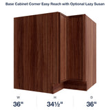 Devon-Walnut Base Cabinet Corner Easy Reach with Optional Lazy Susan