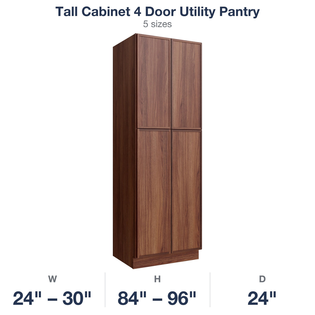 Devon-Walnut Tall Cabinet 4 Door Utility Pantry