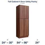 Devon-Walnut Tall Cabinet 4 Door Utility Pantry