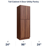 Devon-Walnut Tall Cabinet 4 Door Utility Pantry