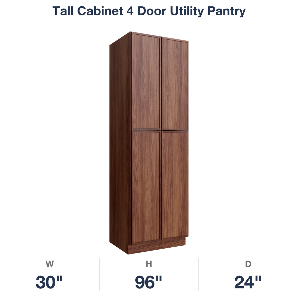 Devon-Walnut Tall Cabinet 4 Door Utility Pantry