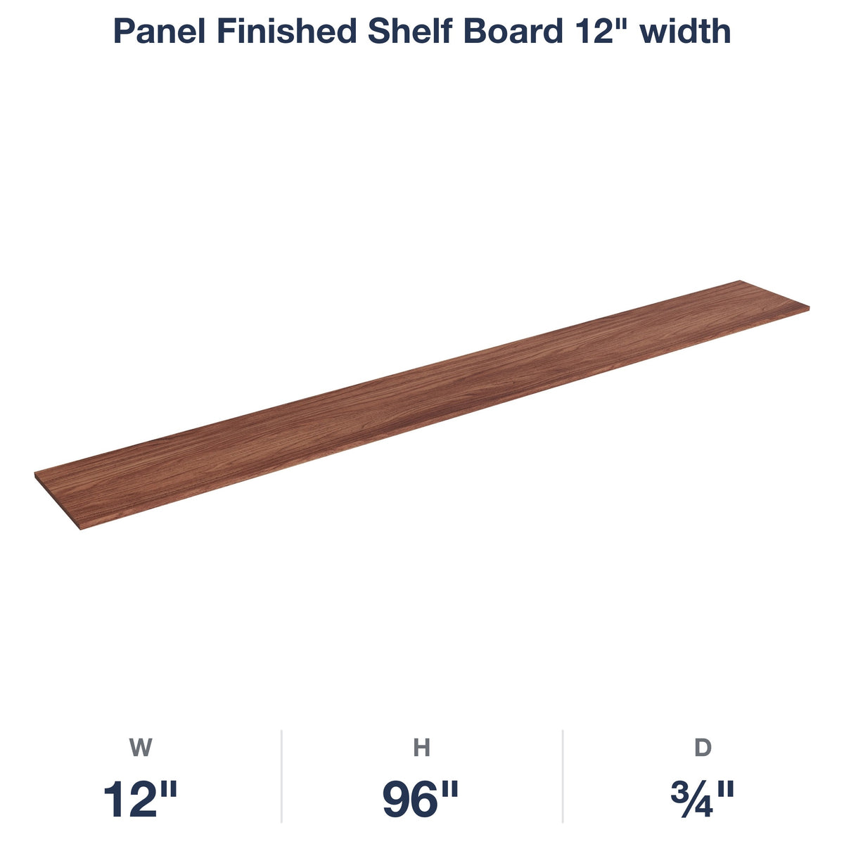 Devon-Walnut: Panel Finished Shelf Board 12" width