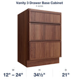 Devon-Walnut Vanity 3 Drawer Base Cabinet