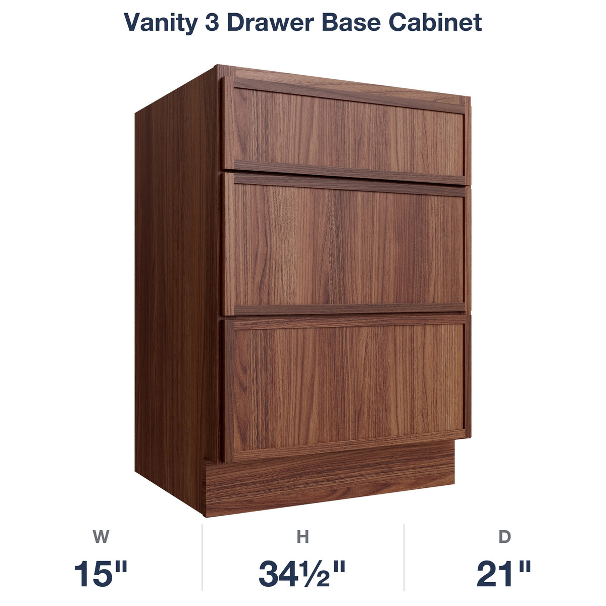 Devon-Walnut Vanity 3 Drawer Base Cabinet