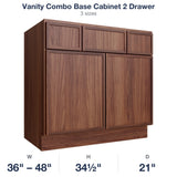 Devon-Walnut Vanity Combo Base Cabinet 2 Drawer