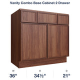 Devon-Walnut Vanity Combo Base Cabinet 2 Drawer
