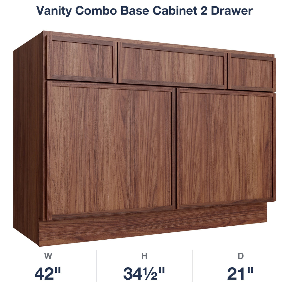 Devon-Walnut Vanity Combo Base Cabinet 2 Drawer