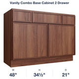 Devon-Walnut Vanity Combo Base Cabinet 2 Drawer