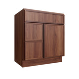 Devon Walnut Vanity Combo Base Cabinet with 3 Drawers Left or Right