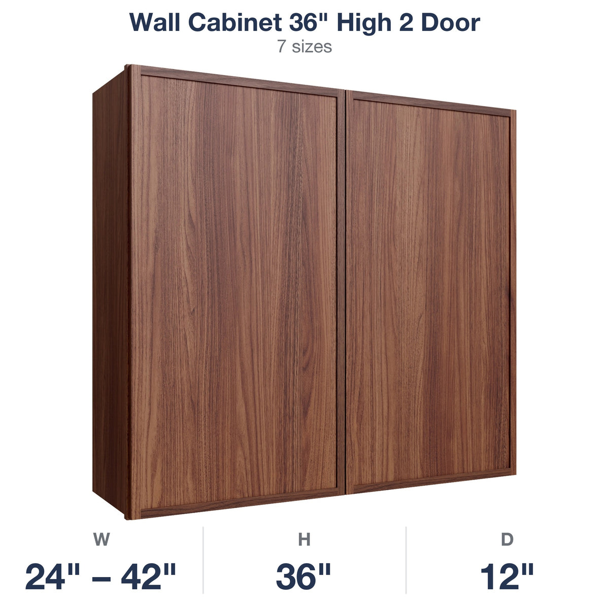 Devon-Walnut Wall Cabinet 36" High 2 Door