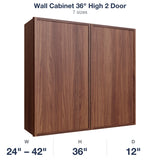 Devon-Walnut Wall Cabinet 36" High 2 Door
