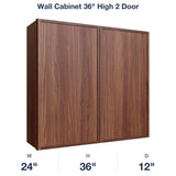Devon-Walnut Wall Cabinet 36" High 2 Door