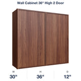 Devon-Walnut Wall Cabinet 36" High 2 Door