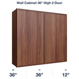 Devon-Walnut Wall Cabinet 36" High 2 Door