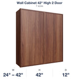 Devon-Walnut Wall Cabinet 42" High 2 Door