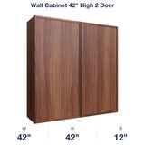 Devon-Walnut Wall Cabinet 42" High 2 Door