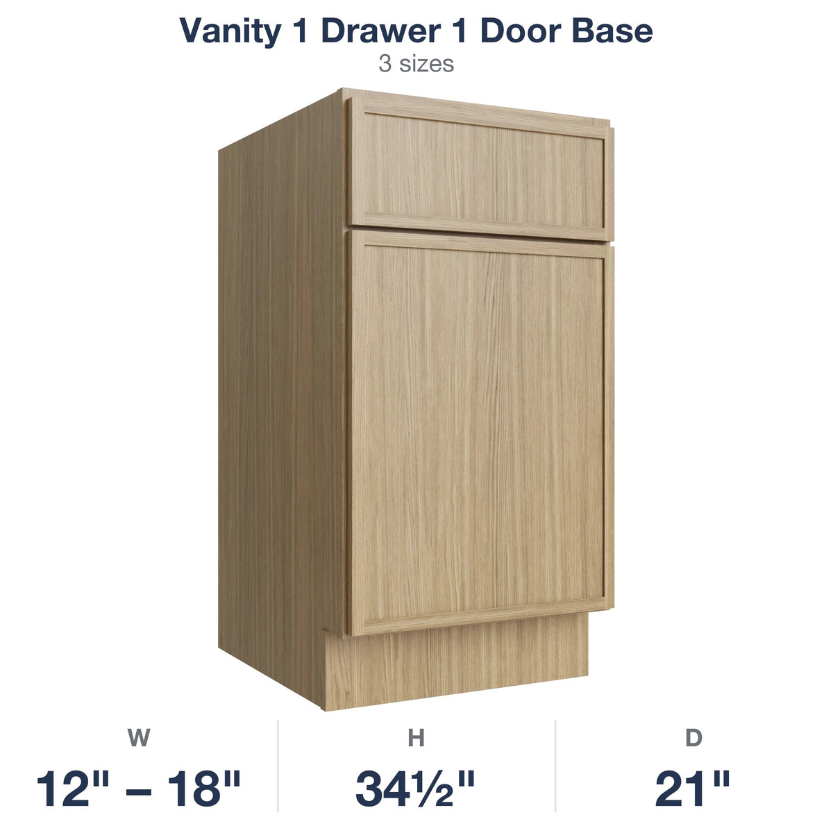 Devon-Oak Vanity 1 Drawer 1 Door Base