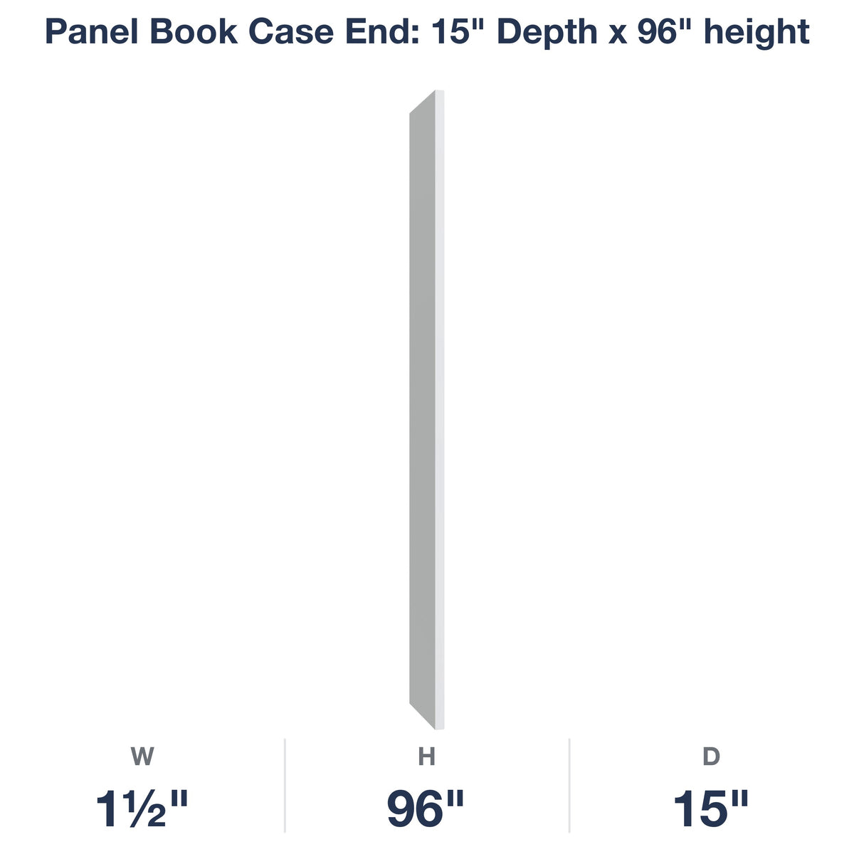 Devon-White: Panel Book Case End: 15" Depth x 96" height