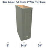 Haven Sage Base Cabinet Full-Height 9" Wide (Tray Base) - dimensions