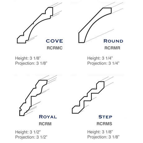 Smoky-Grey: Molding Crown 3+" Tall - 3+" Projection