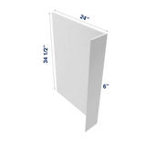 Luxor-White: Panel Dishwasher Return 3/4", 3" or 6" wide