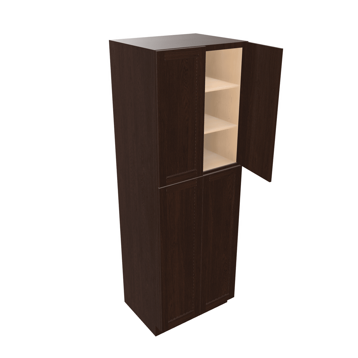 Espresso Tall Cabinet 4 Door Utility Pantry