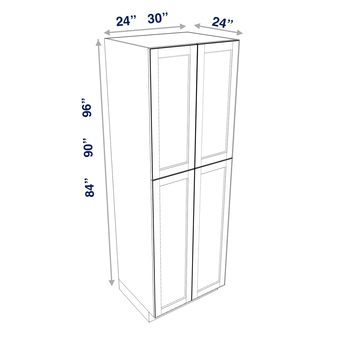 Smoky-Grey Tall Cabinet 4 Door Utility Pantry