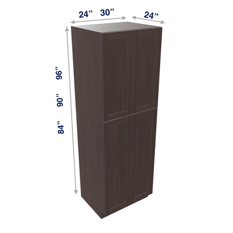 Espresso Tall Cabinet 4 Door Utility Pantry