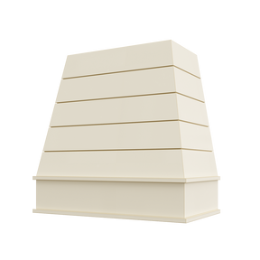 Casselberry Antique White Hood RAL 3V Raleigh Tapered Block Moulding Shiplap Wood