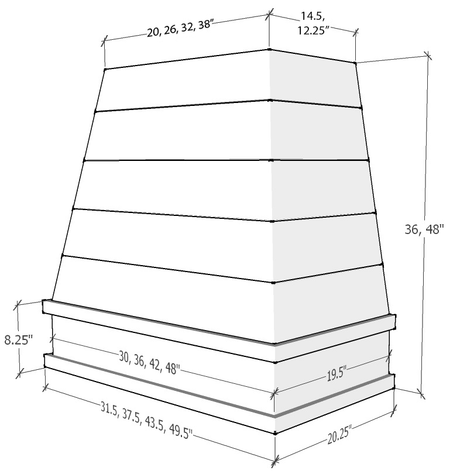 Shaker-Ivy: Hood RAL 3V Raleigh Tapered Block Moulding Shiplap Wood
