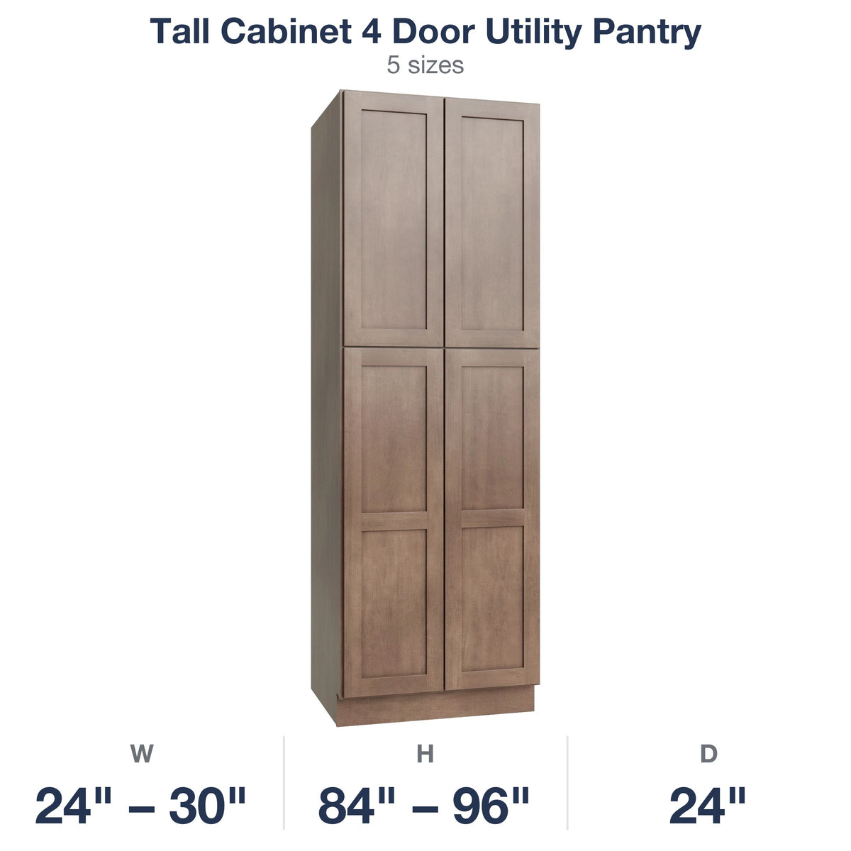 Shaker-Dakota Tall Cabinet 4 Door Utility Pantry
