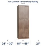 Shaker-Dakota Tall Cabinet 4 Door Utility Pantry