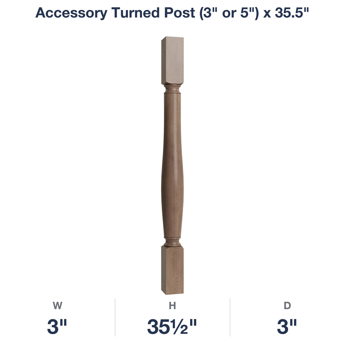 Shaker-Dakota: Accessory Turned Post (3" or 5") x 35.5"