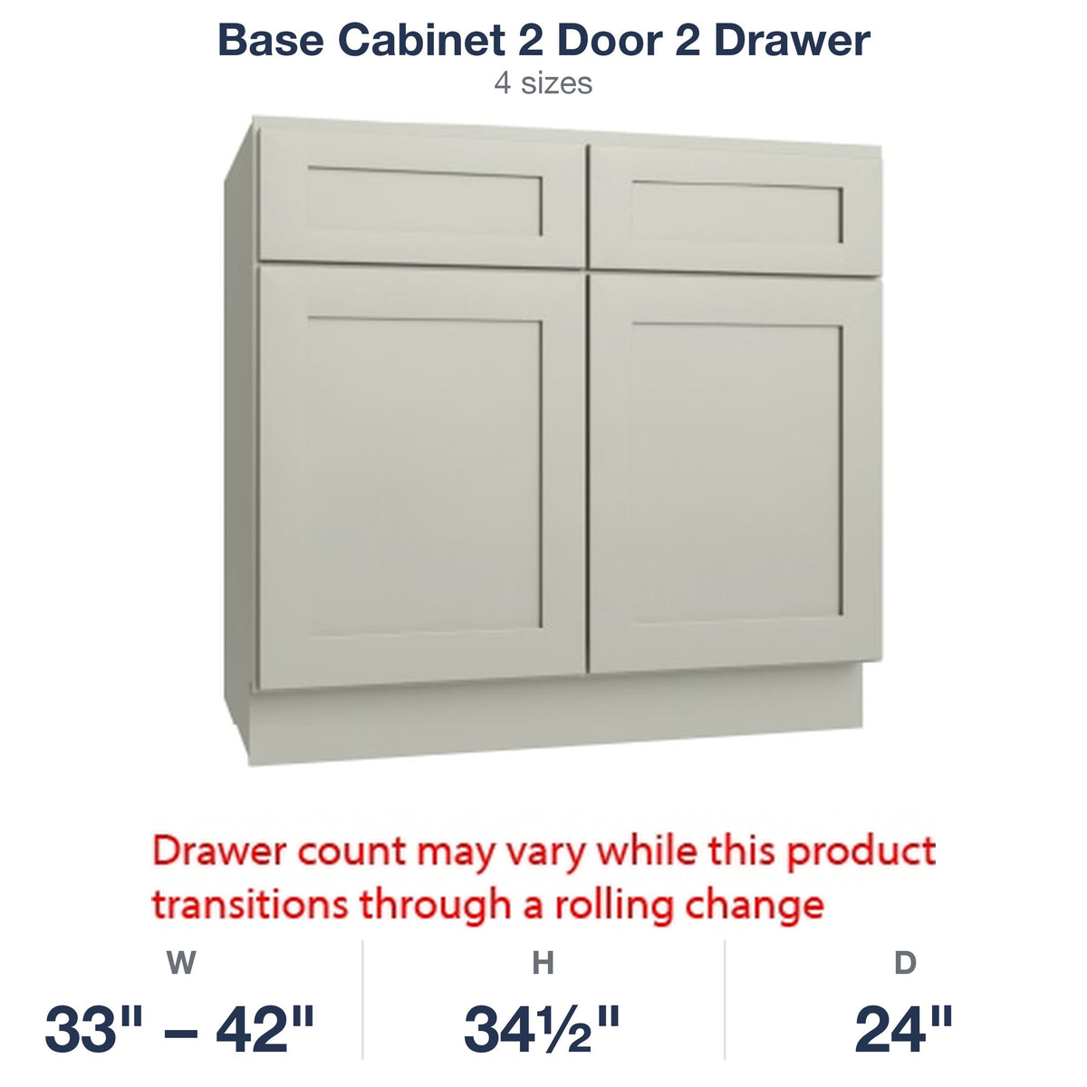 Shaker-Moss Base Cabinet 2 Door 2 Drawer