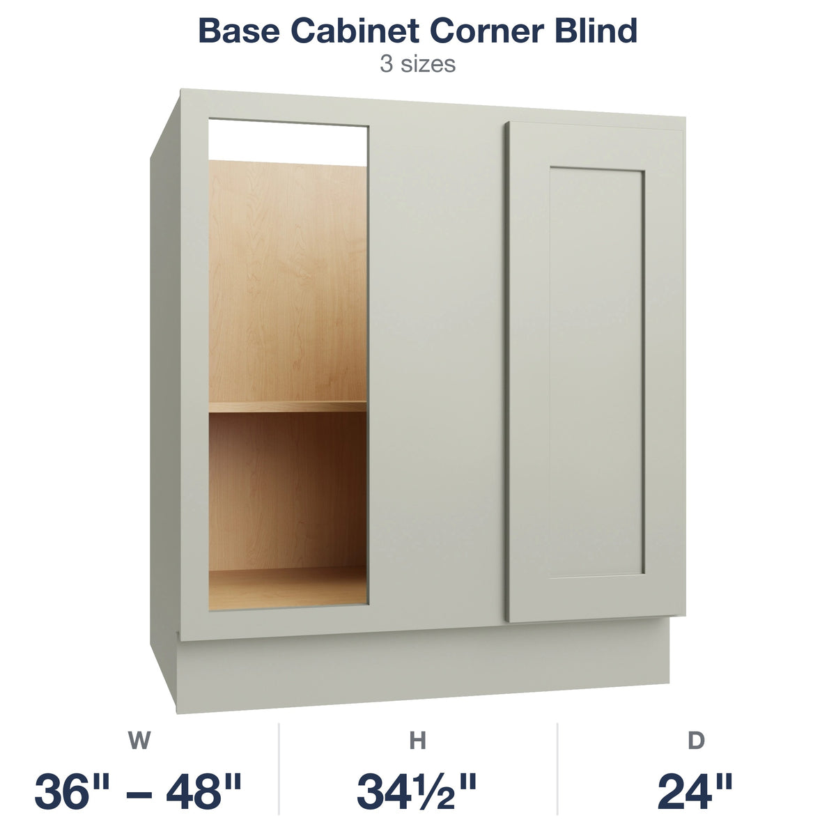 Shaker-Moss Base Cabinet Corner Blind