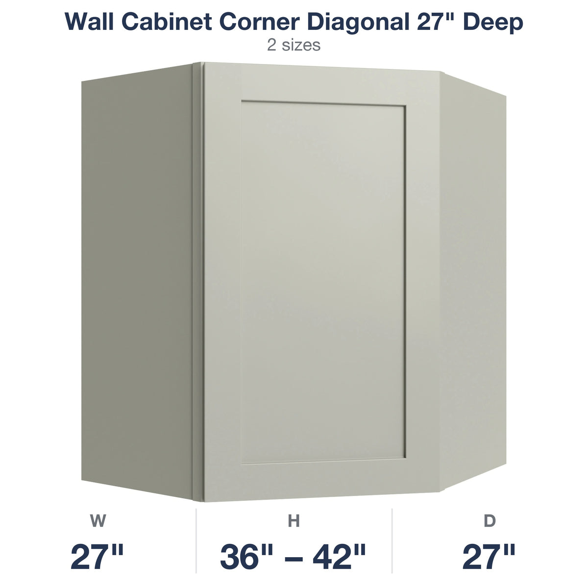 Shaker-Moss Wall Cabinet Corner Diagonal 27" Deep