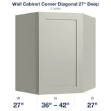 Shaker-Moss Wall Cabinet Corner Diagonal 27" Deep