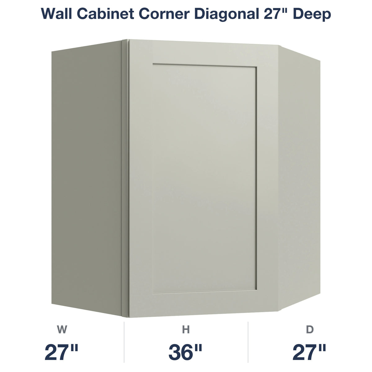 Shaker-Moss Wall Cabinet Corner Diagonal 27" Deep