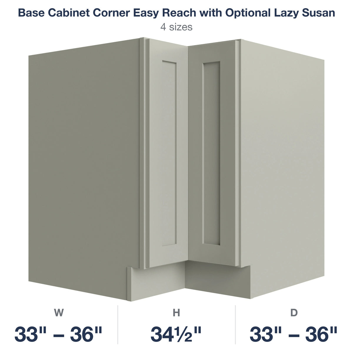 Shaker-Moss Base Cabinet Corner Easy Reach with Optional Lazy Susan