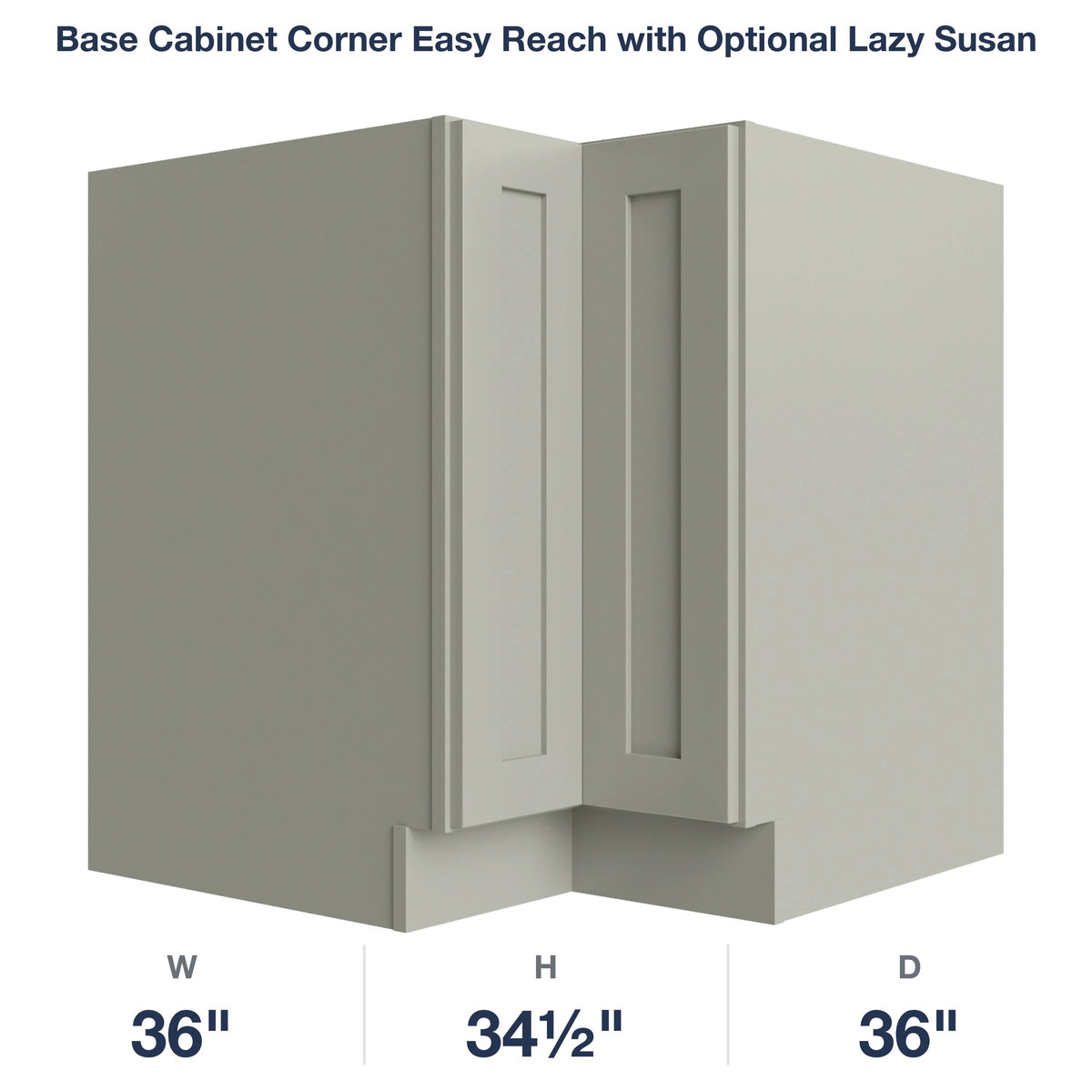 Shaker-Moss Base Cabinet Corner Easy Reach with Optional Lazy Susan