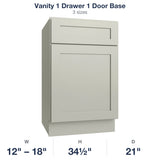 Shaker-Moss Vanity 1 Drawer 1 Door Base